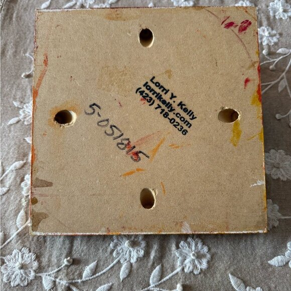 Abstract Multicolor Acrylic Painting On Wood Block 8"x8" By Lori V. Kelly - Picture 2 of 4